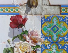 ROSAS CON AZULEJO