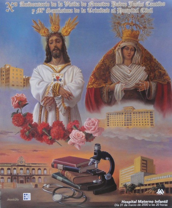 Cartel visita de Jesús Cautivo al Hospital Civil.Málaga 2000